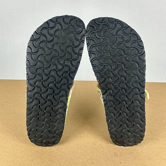 Birkenstock Papillio Gizeh Floral Print Toe Post Sandals Womens 9 Yellow Green - Picture 7 of 9